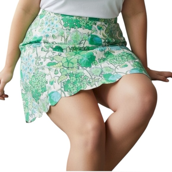 TALBOTS Women’s 22 Skirt Scalloped Floral Print Retro Preppy  Boho NWT - Picture 1 of 11